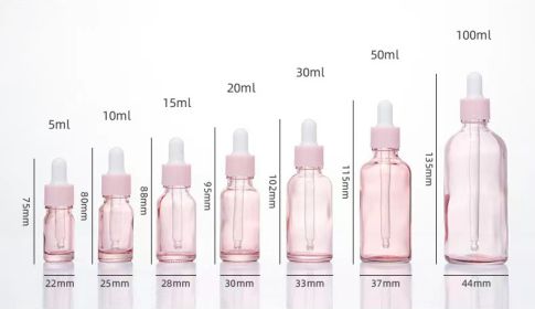 Glass Fine Oil Bottle Avoid Light Glue Head Dropper Bottle Essence Stock Bottling Cosmetics (Option: Pink-10ml)